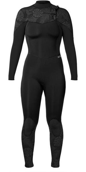 2026 Xcel Womens Comp 4/3mm Chest Zip Wetsuit WN43ZXC4P - Black / Palm Print